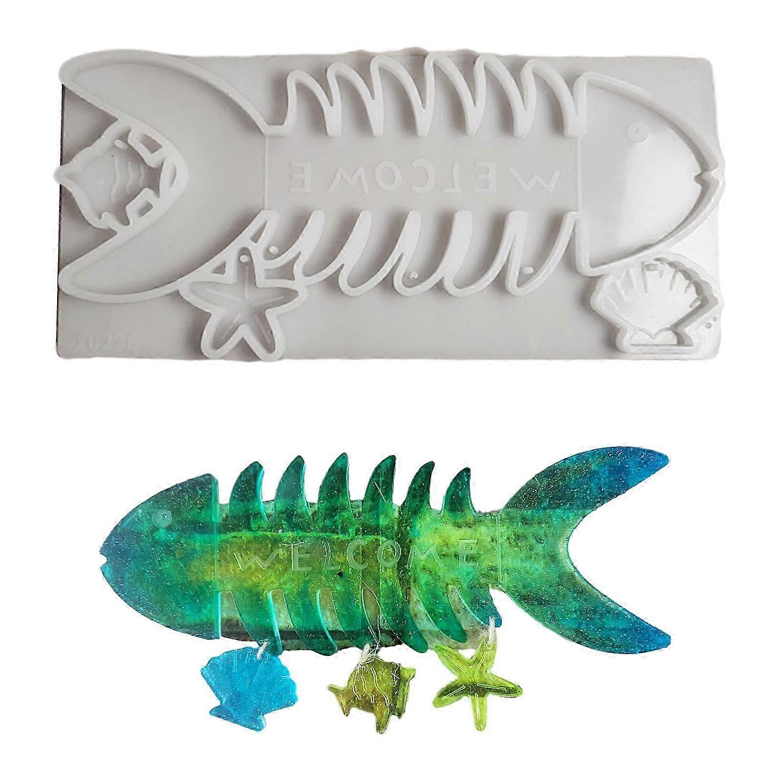 Silicone Mold Set for Candle Making Fish Bone Shape With Window Sturdy Soap and