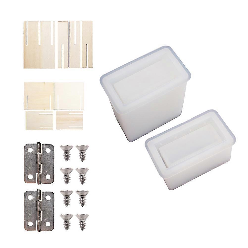 DIY Box Making Kit with Silicone Mould for Resin Art Projects and Home Decoration White