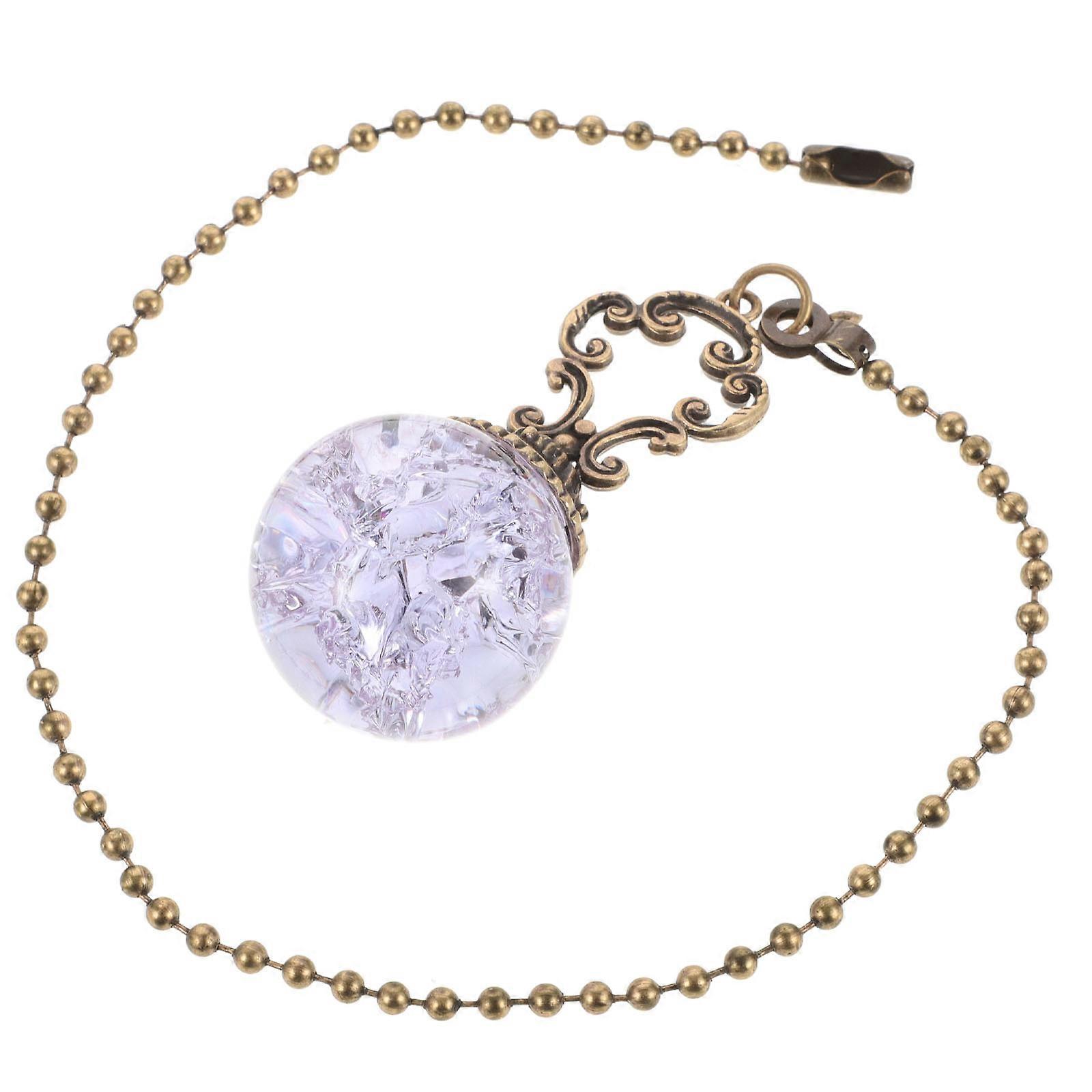 Lavender Artificial Crystal Ceiling Fan Pull Chain for Decoration Durable Retro Pendant 29.5 inches