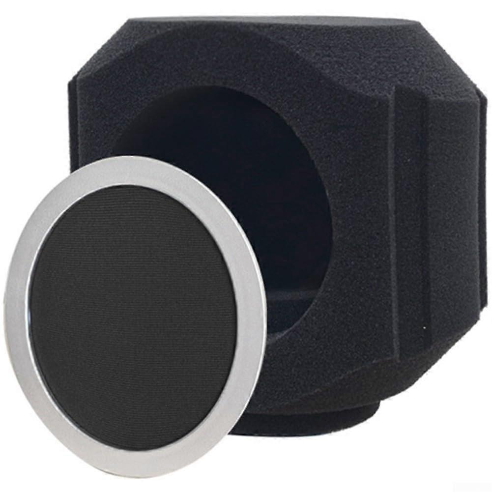 Recording Microphone Isolation Shield For Vocal Recording With Effective Noise Reduction - Silver And Black