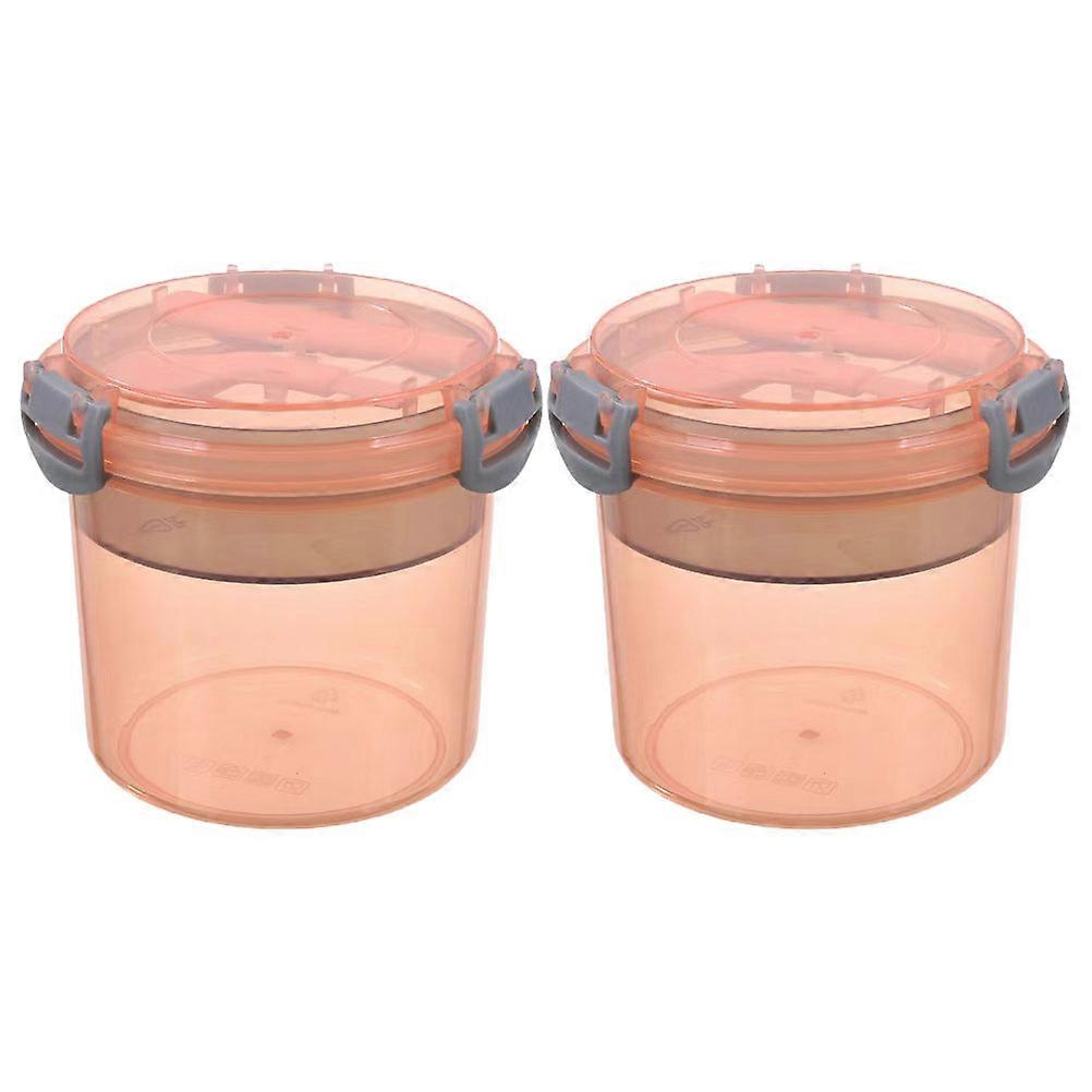 Breakfast Container Oatmeal Jar With Lid Separate Compartments Portable 2Pcs