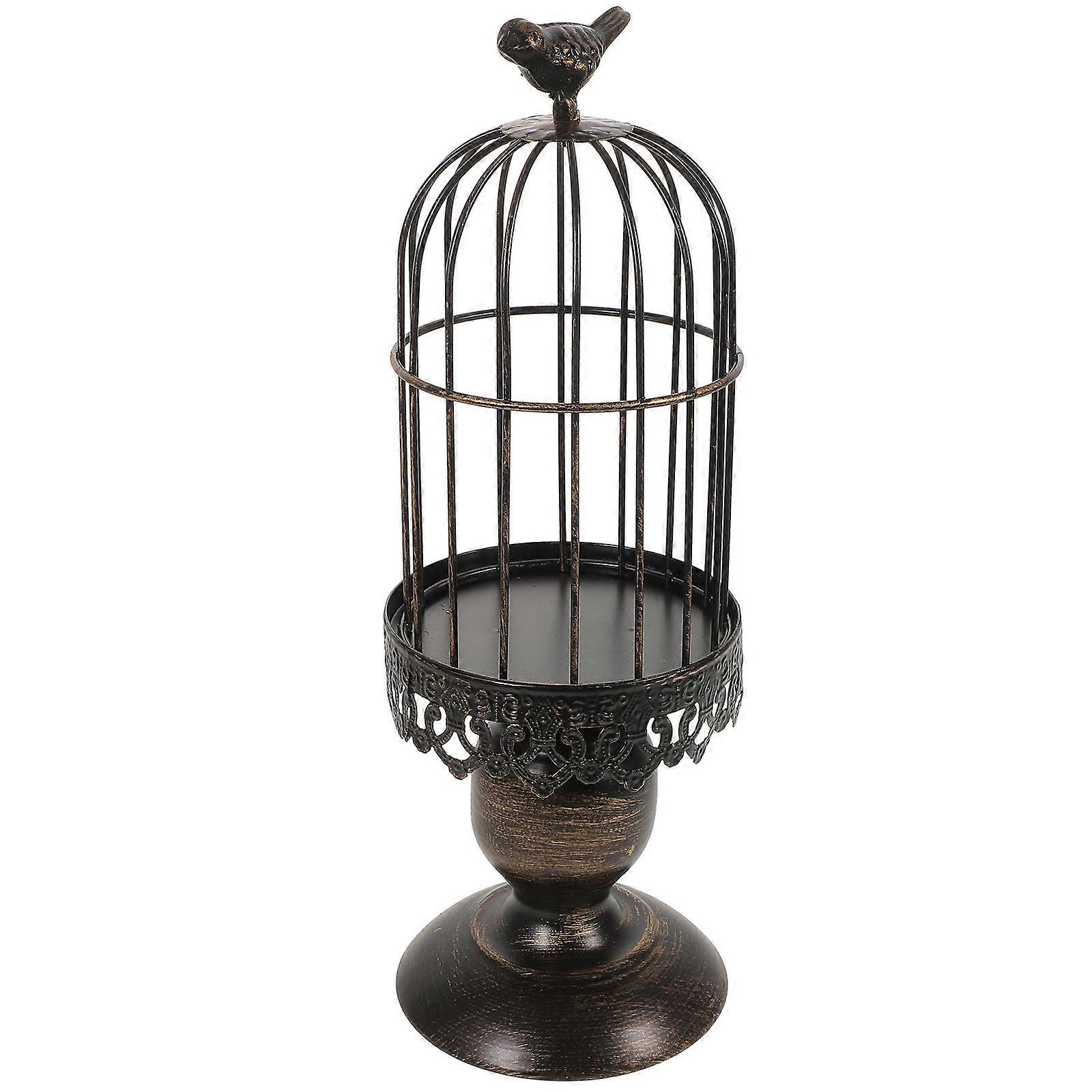 Black Birdcage Candle Holder Vintage Style for Dining Table