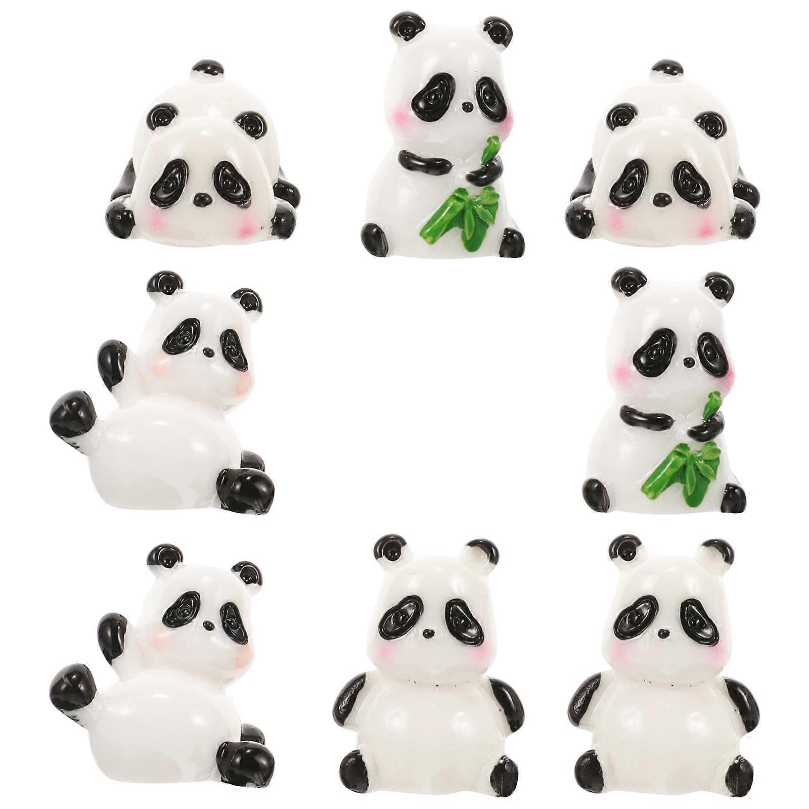 Panda Figurine 8Pcs Assorted Color Durable Resin for Garden Decoration