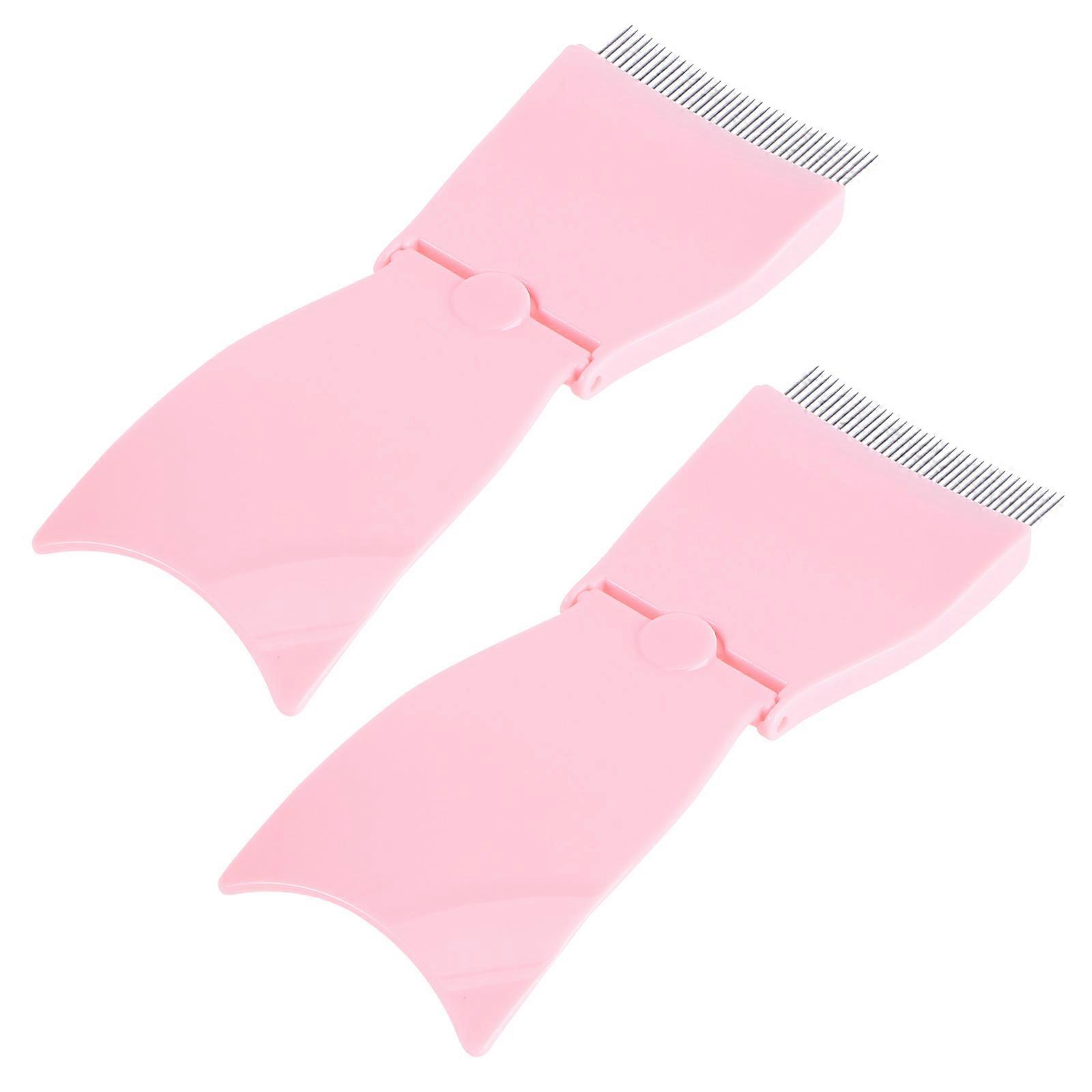 Portable Eyebrow Grooming Tool with Steel Teeth and Folding Design for Daily Use 2 Pieces Rosy
