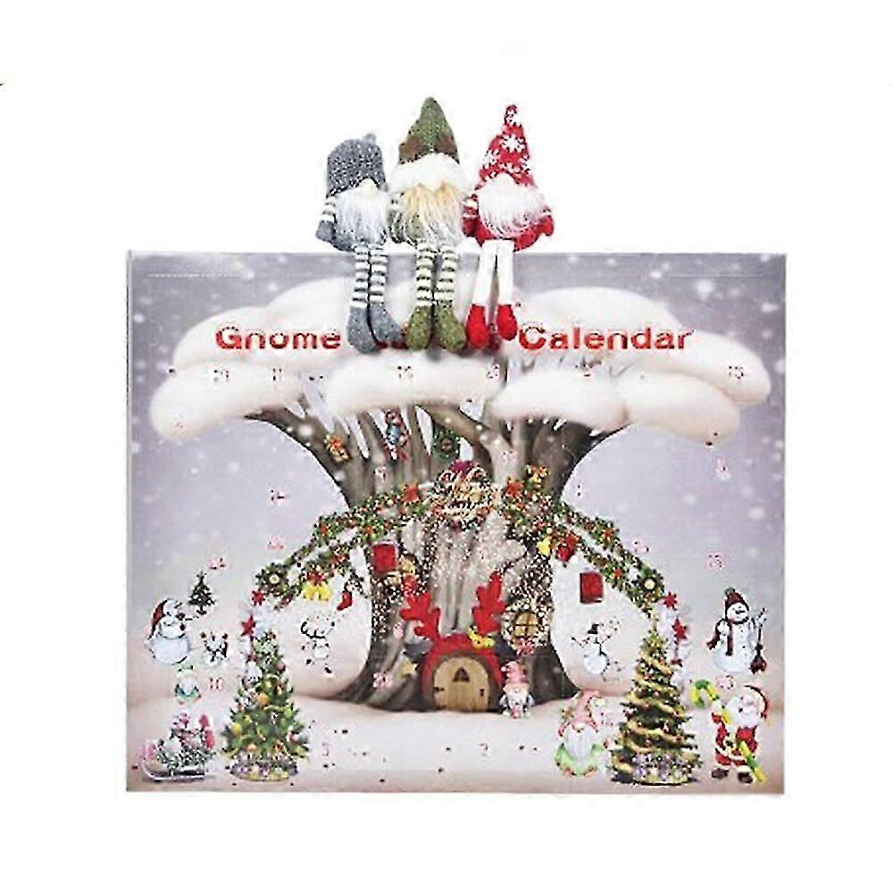 HaKeLai 2024 Christmas Gnome Advent Calendar Stuffed Plush Tiered Tray Decor Scandinavian Tomte Gnomes Christmas Countdown Calendar