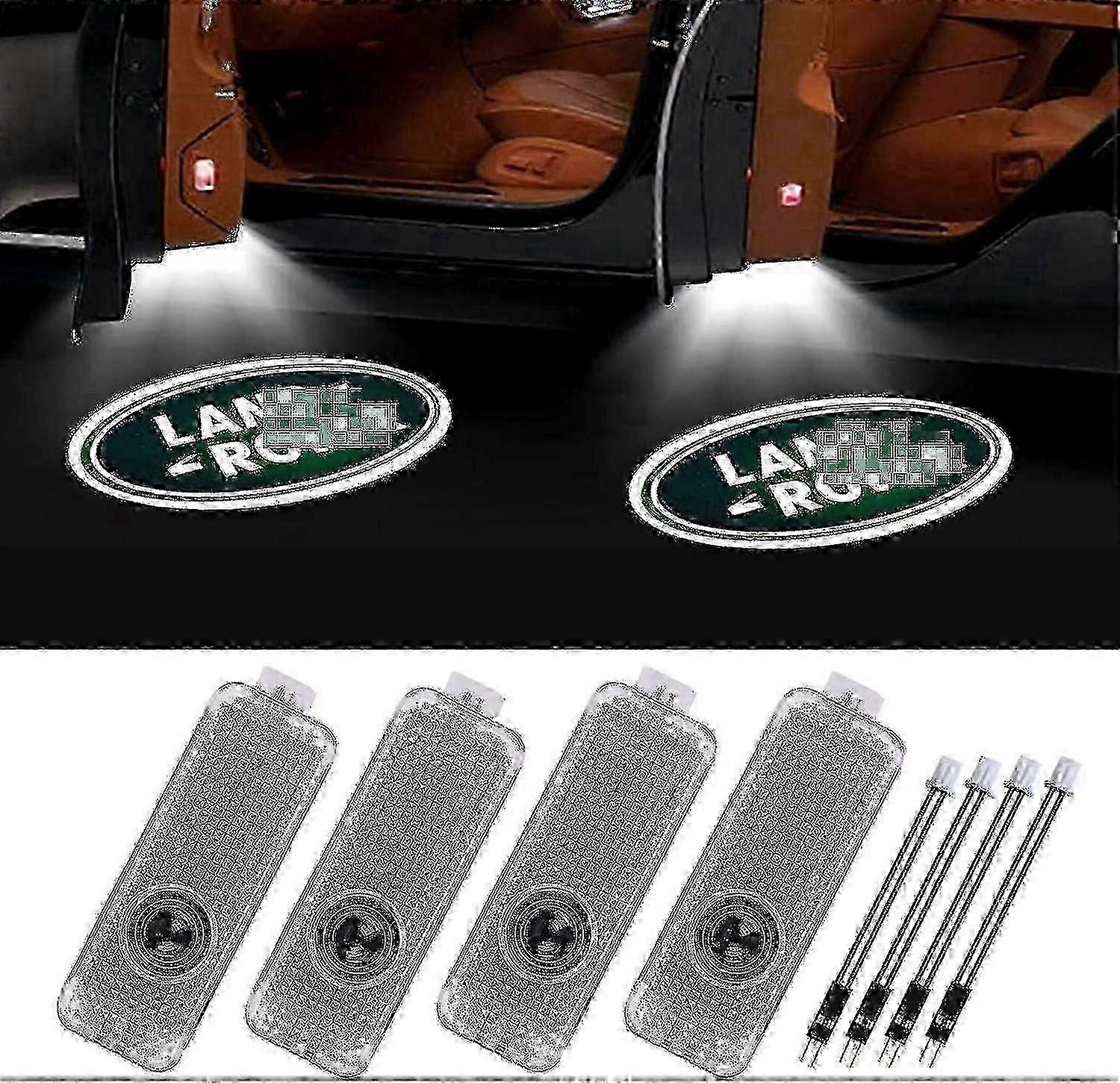4PCS Car Door LED Logo Projector for Land Rover: 3D Wireless Installation, Multiple Color Options Welcome Ligh