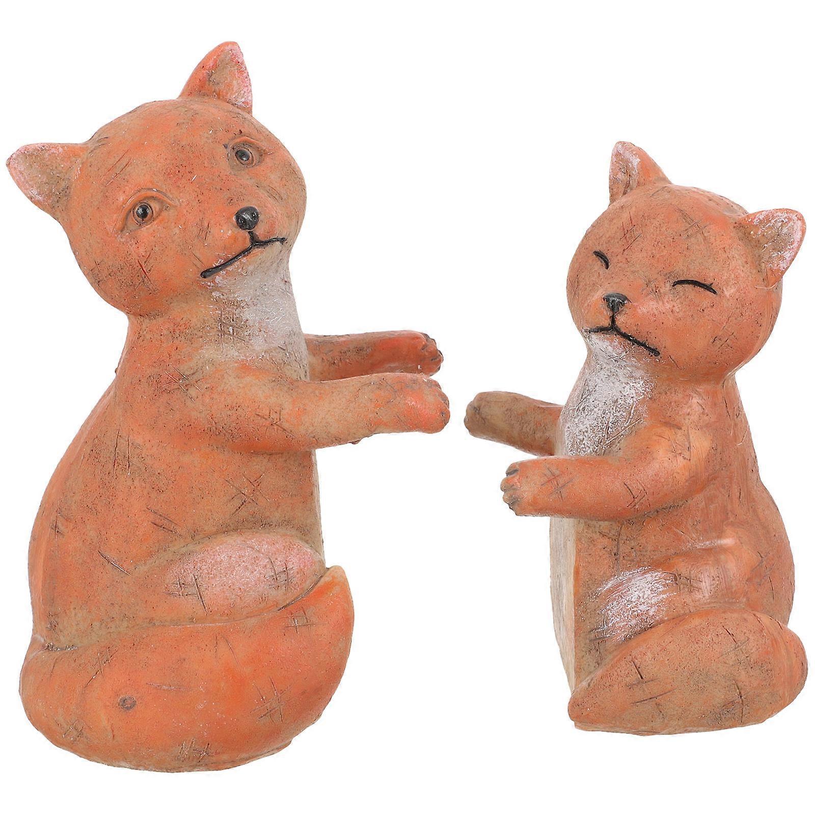 Fox Ornaments Festival Adornment Pastoral Style Couple Decor Chocolate Color 1 Pair