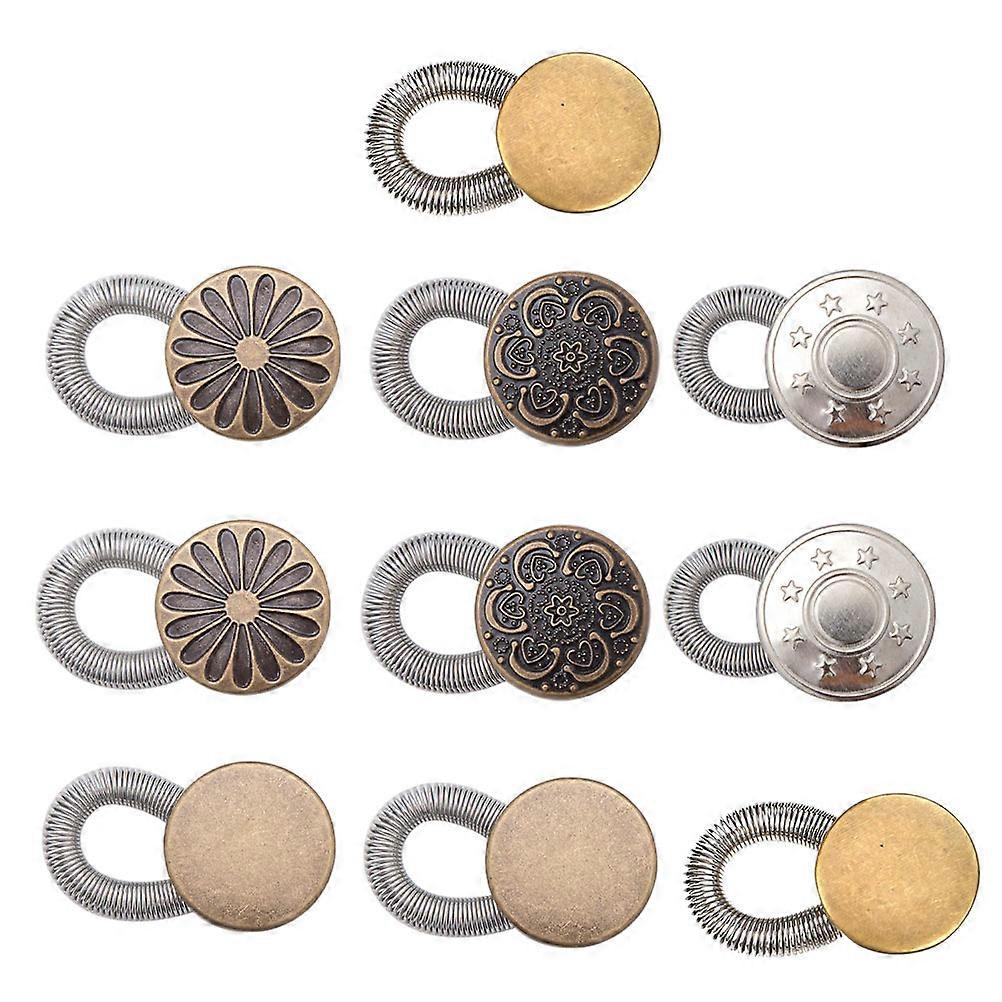 10 Pieces Alloy Expander Buttons for Pants Waist Extender No Sewing Assorted Colors