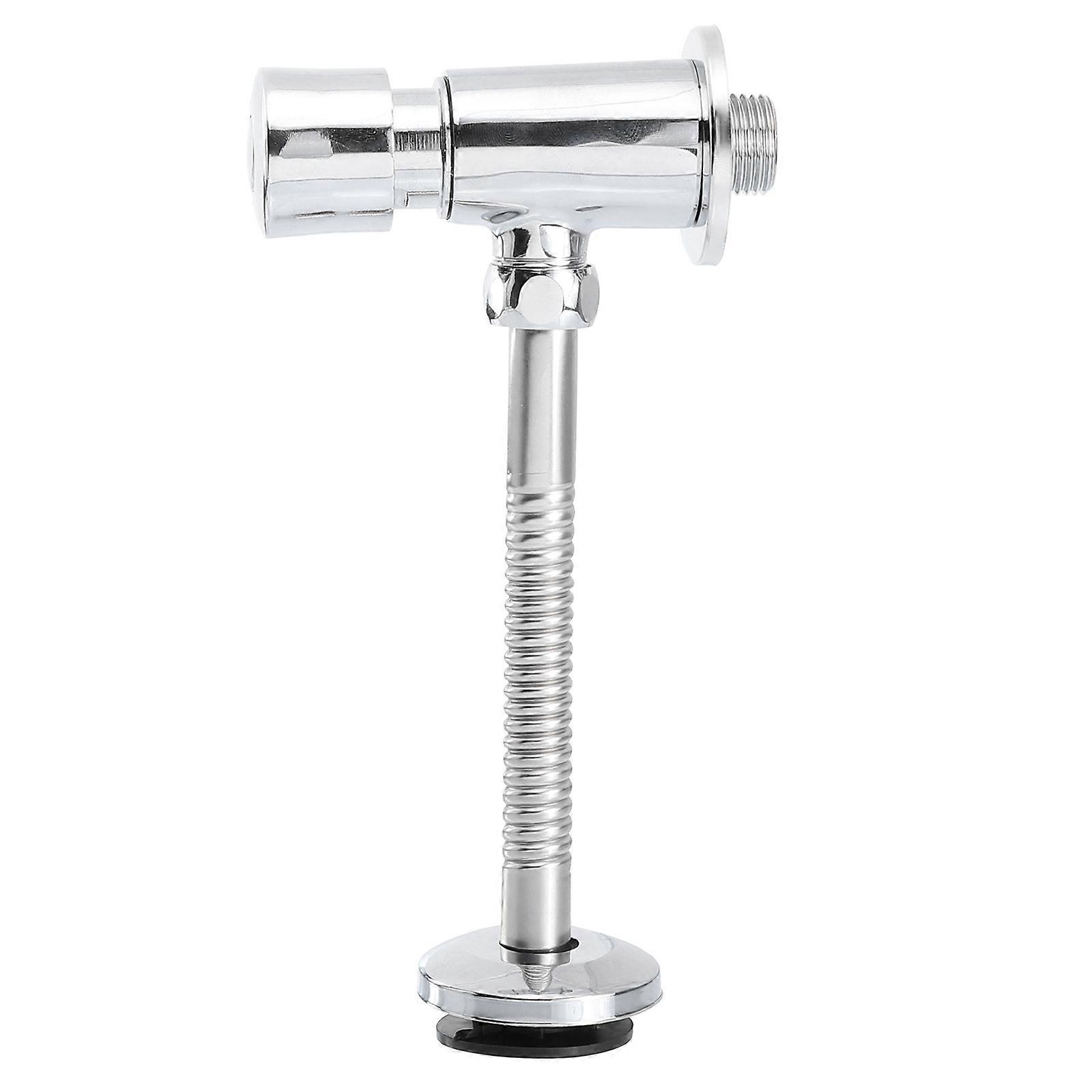 Manual Push Copper Flush Valve for Bathroom Silver Color Easy to Install and Use 70 characters