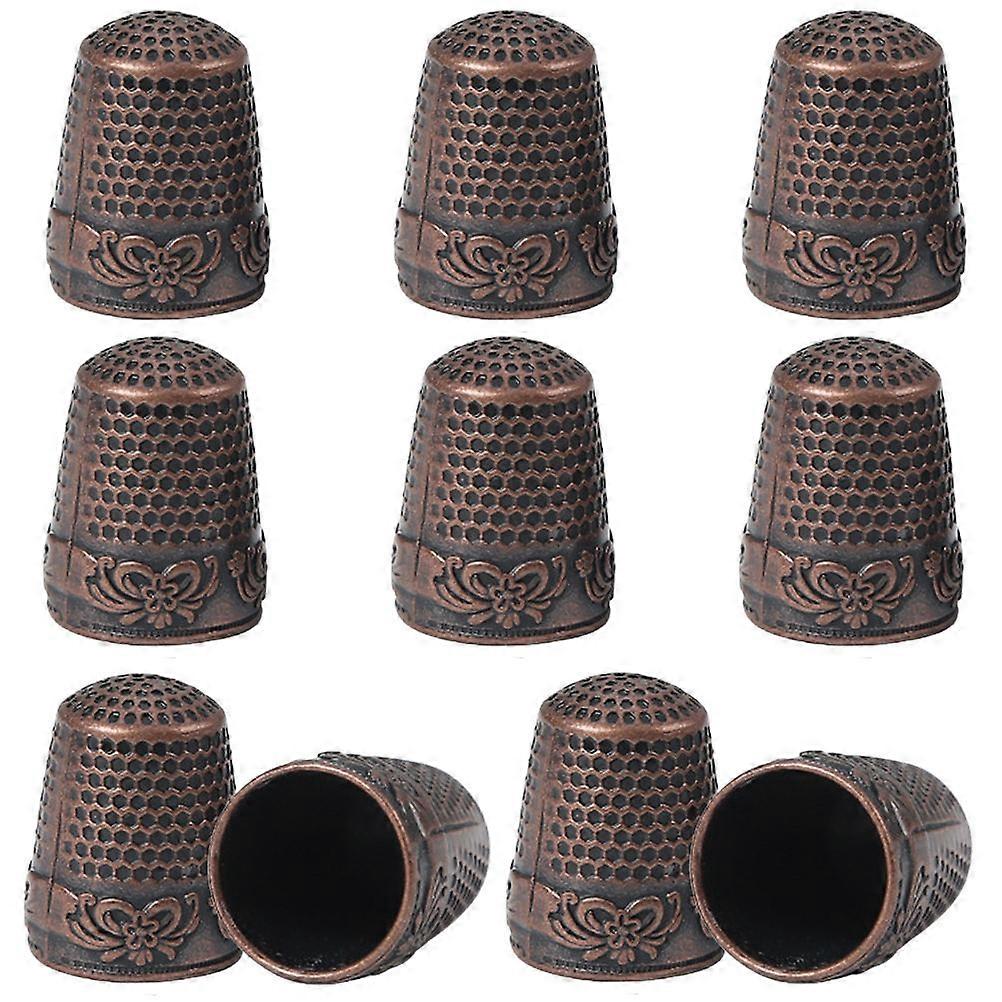 Hemoton 10Pcs Copper Sewing Thimble Convenient Finger Protector Vintage Style Sewing Accessory