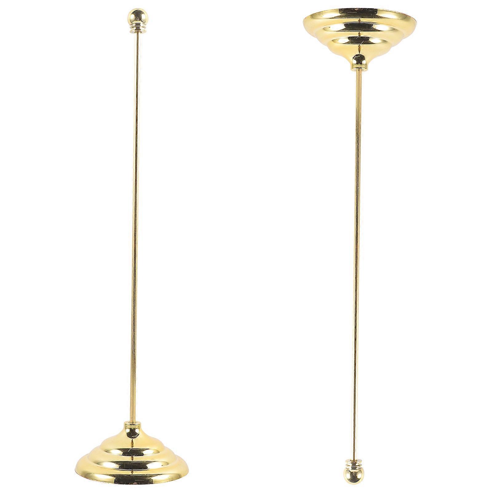 Golden Desktop Flag Pole Holder for Scooter 2Pcs Plastic Telescopic Small Flag Stick Adornment