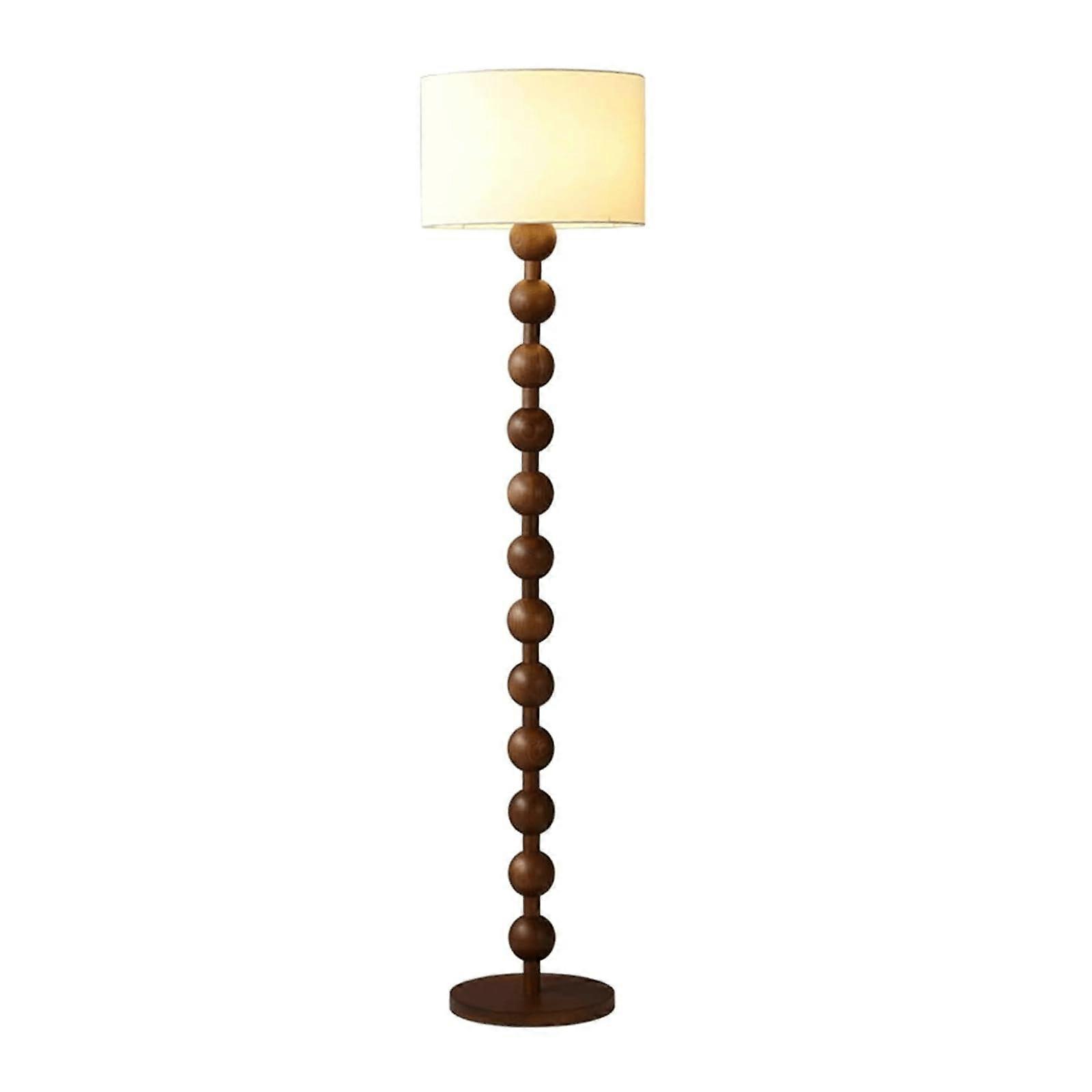 Floor lamp LED lights wooden standing with remote control tall fabric shade dimmable reading lamp classic elegance