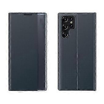 Para Samsung Galaxy S24 Ultra 5G Suporte de Adsorção Tecido Liso Capa de Telefone de Couro