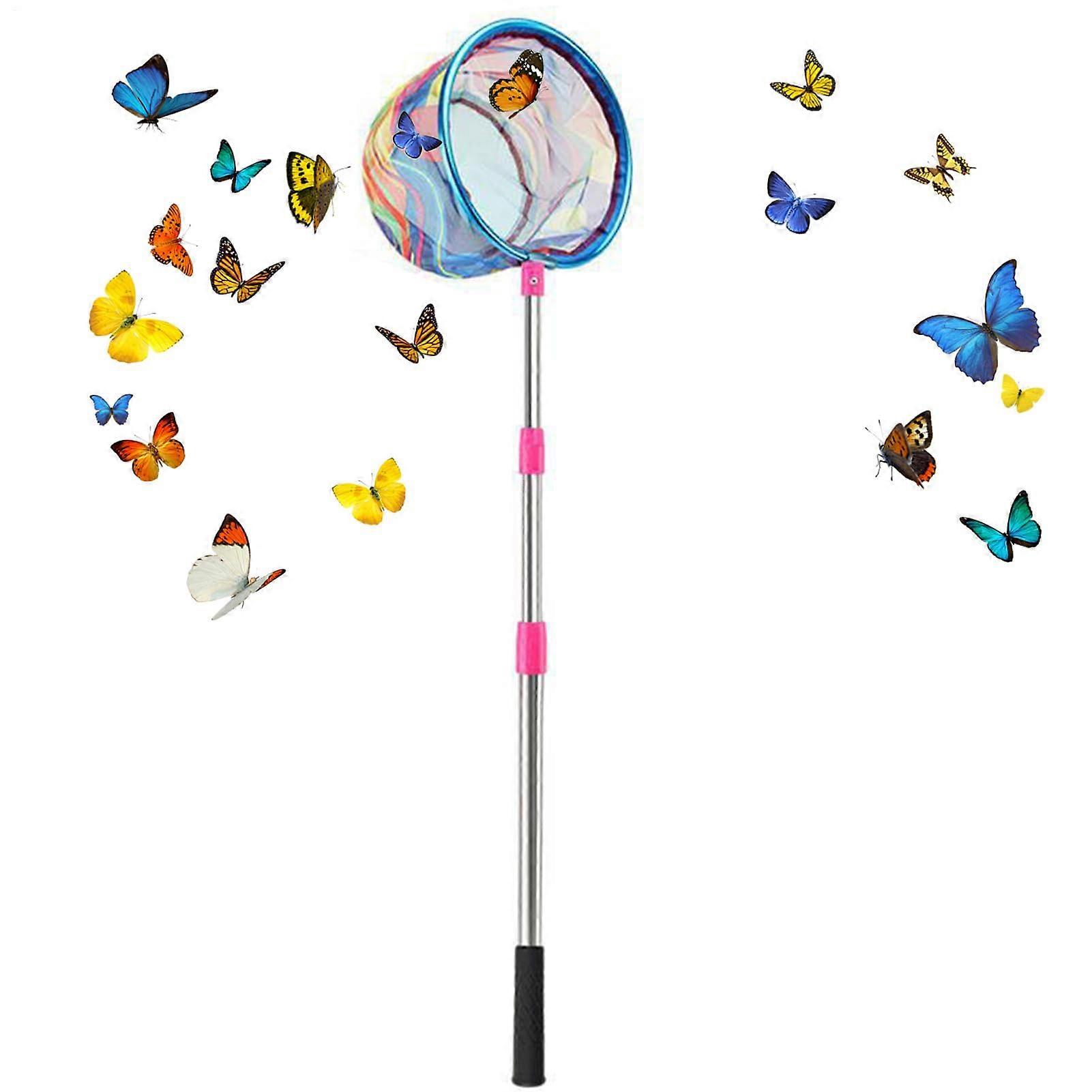 Kids Net Retractable Frog Catching Net with Non-Slip Handle Sturdy Net for Swimming Garden Camping Pink