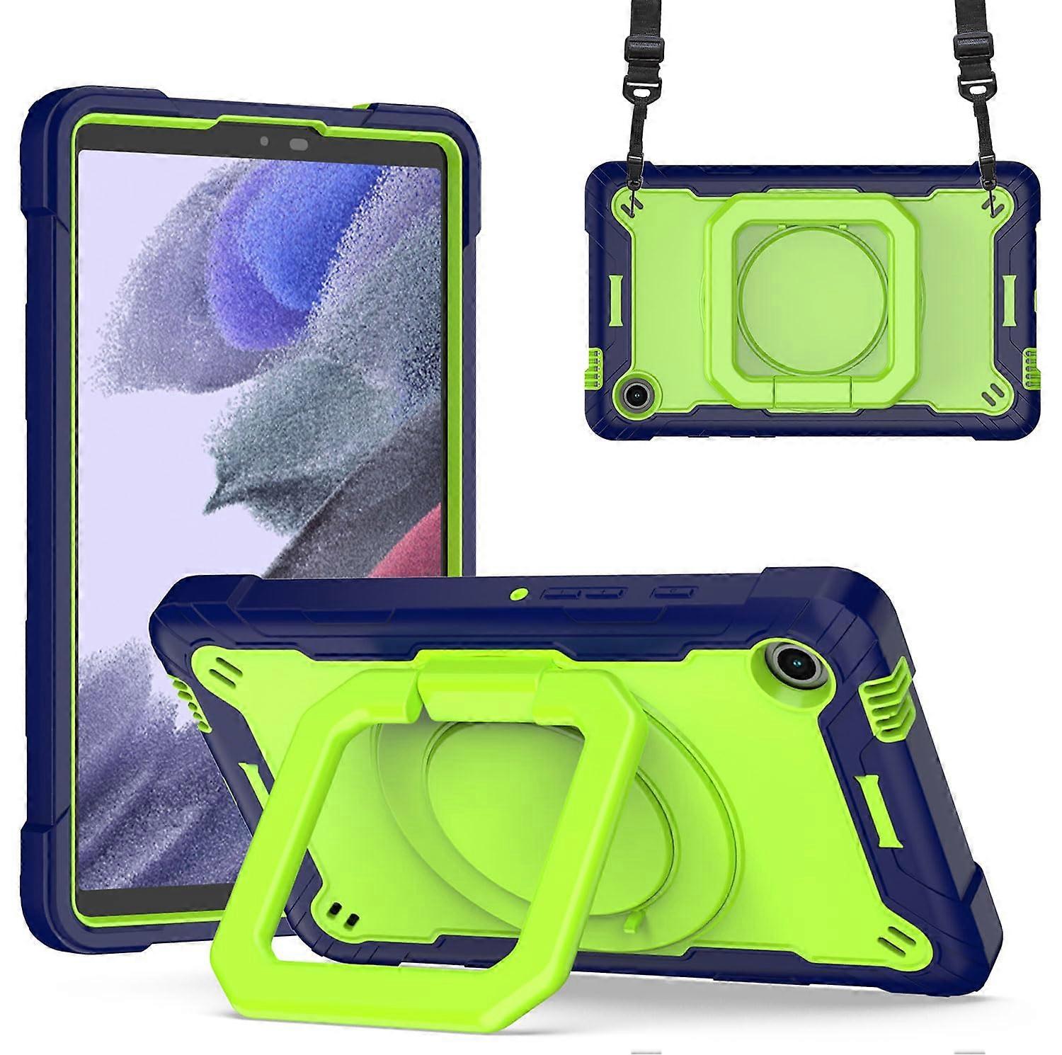 Case for Samsung Galaxy Tab A9 8.7 Inch Rugged With Rotating Ring Stand Includes Stylus SM-X110/X115/X117 Blue/Green