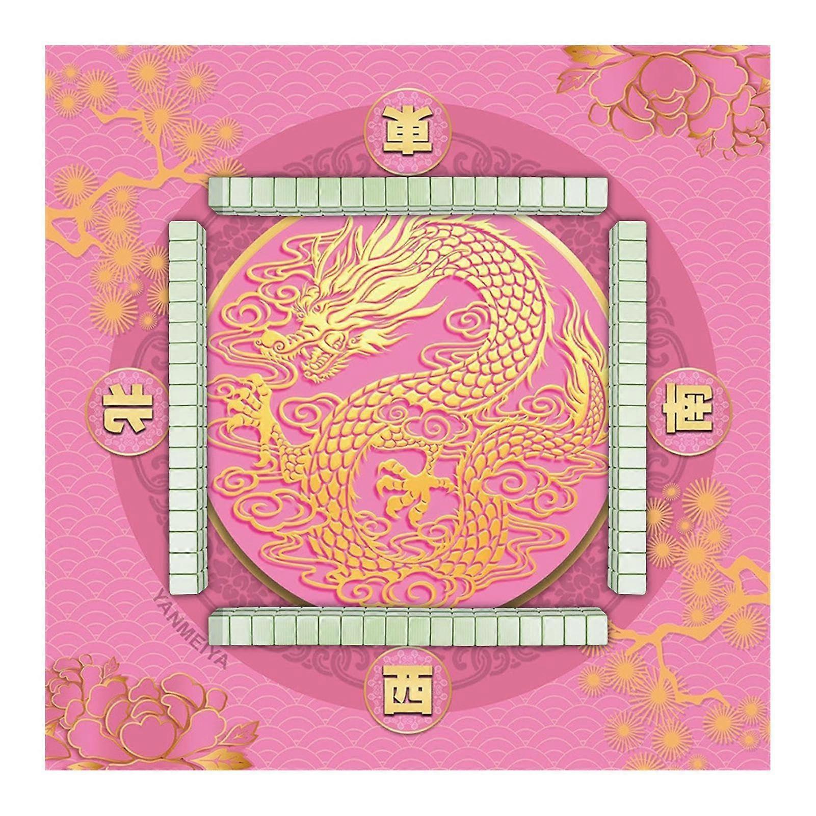Mahjong Mat 27 x 27 Inch Non-Slip Board Game Mat for Tile Play, Retro Dice Games, and Mahjong Accessories