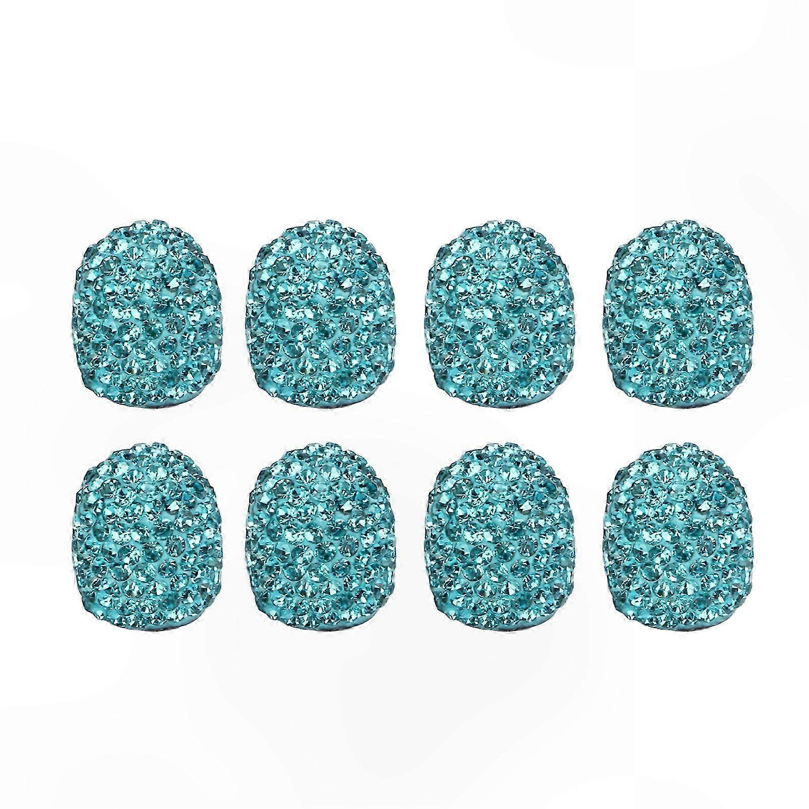 8-Piece Rhinestone Tire Valve Stem Caps for Car Modification - Universal Fit (Blue)