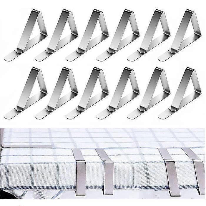 Tablecloth Clips - Stainless Steel - 12 Pcs - Adjustable - Durable - Washable