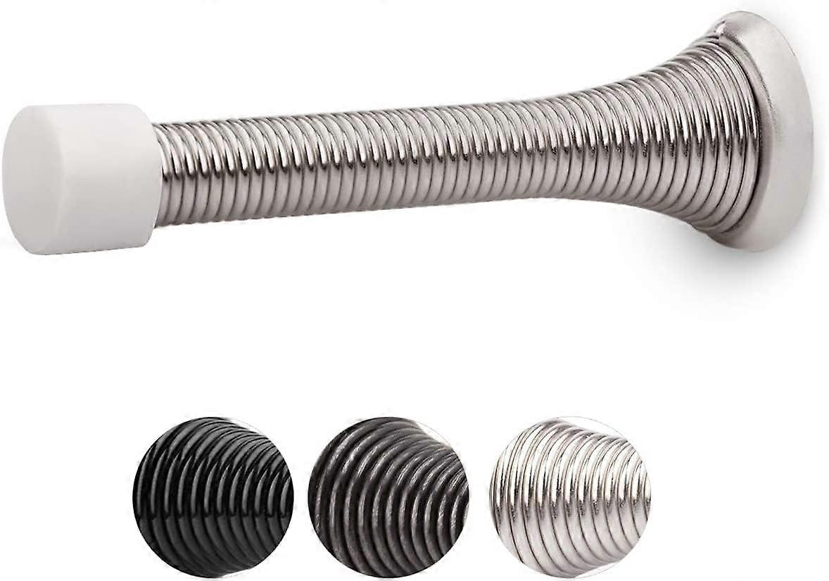 1 Pack Spring Door Stopper with Rubber Bumper Satin Nickel