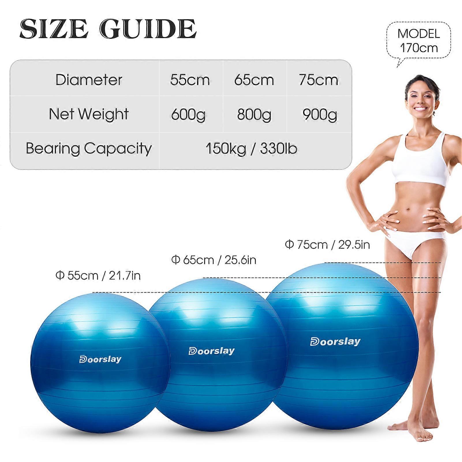 Anti-burst Yoga Ball 55cm/65cm/75cm Stability nce Ball Pilates Barre Physical Fitness Exercise Ball with Air Pump