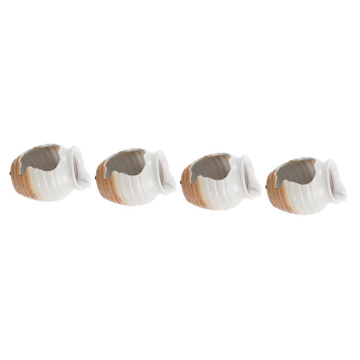 4pcs Decorative Jar Water Fountain Ceramic Jar Fish Tank Outdoor Courtyard Waterfall Whitex4pcs 12.40X9.80X9.00CMx4pcs