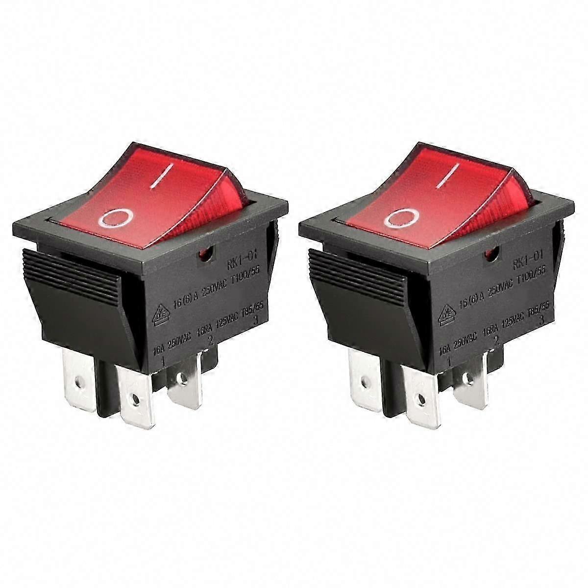 4-Terminal ON/OFF Rocker Switch with Red Light, 2-Pack