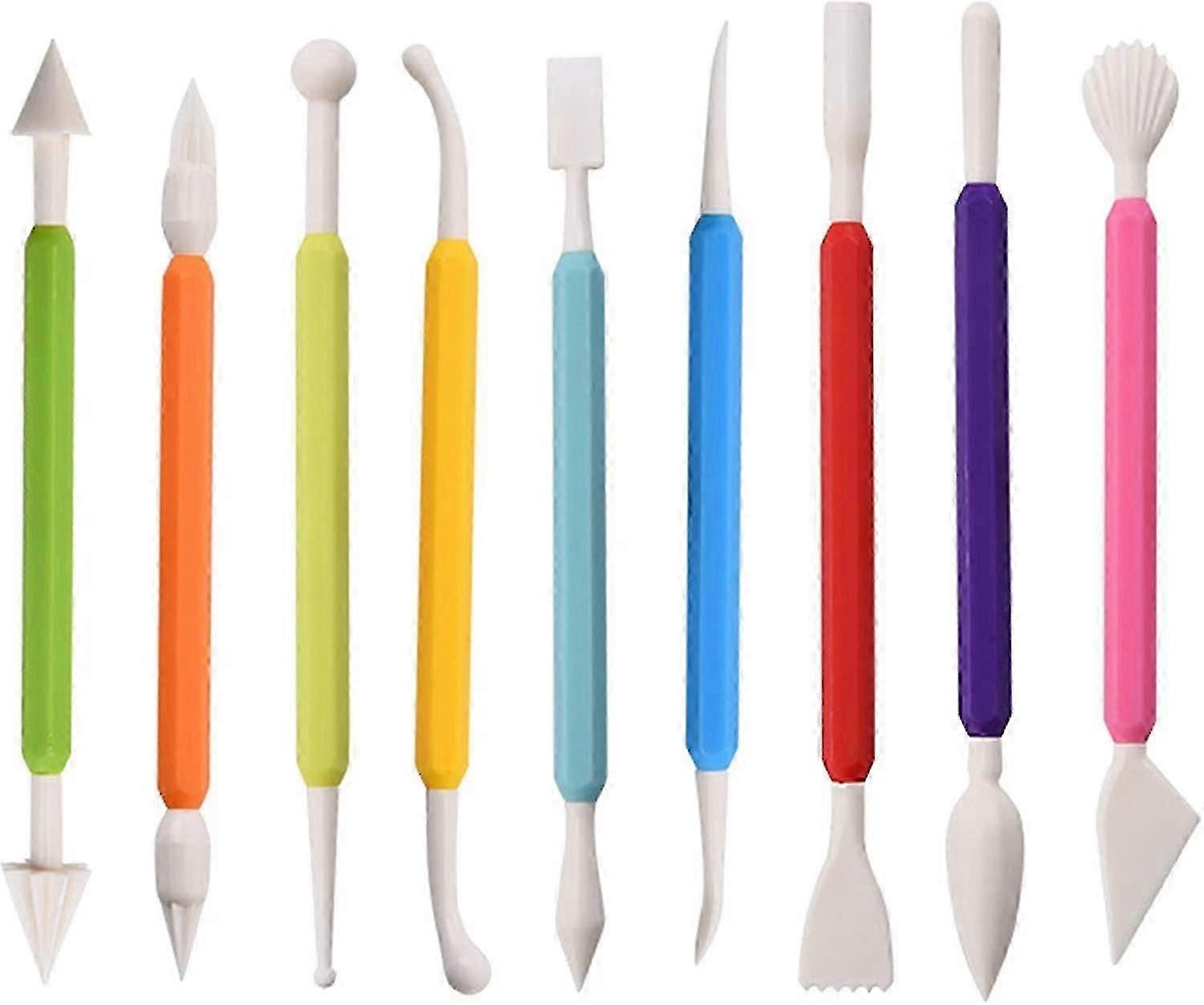 9 Piece Clay Sculpting Tools Set, Plastic Modeling Clay Tools For Kids, Double Headed Plastic Ceramic Pottery Tool Set, Chef Decorating Tools