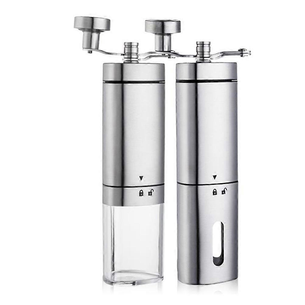 Stainless Steel Coffee Manual Triangle Handle Grain Pepper Mill Hand Coffee Bean Kitchen Cooking Tool Transparent Window