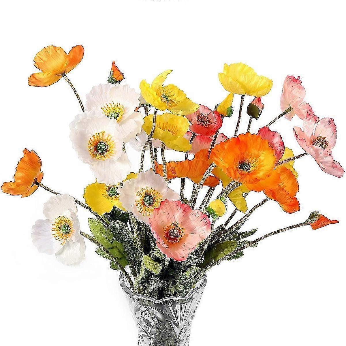 8パック造花シルクポピーフラワーデコレーションブーケウェディングパーティーフェイクフラワー、フラワーアラン