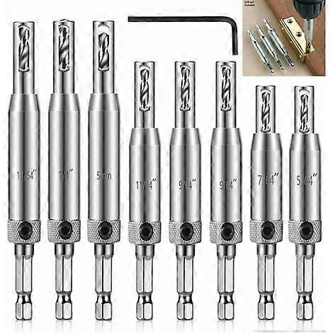 9 Pcs Hinge Drill Bit Set, Hinge Drill Bits Self Centering Hss Sturdy and Durable Hinge Pilot Hole Drill Bit for Furniture Carpenter (5/64" 7/64" 9/6