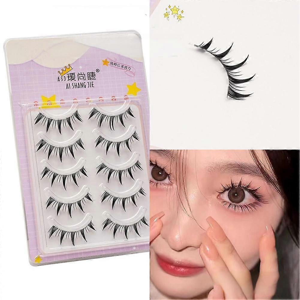Comic Style False Eyelashes 5 Pairs Dramatic Artificial Fiber Lashes Easy Application