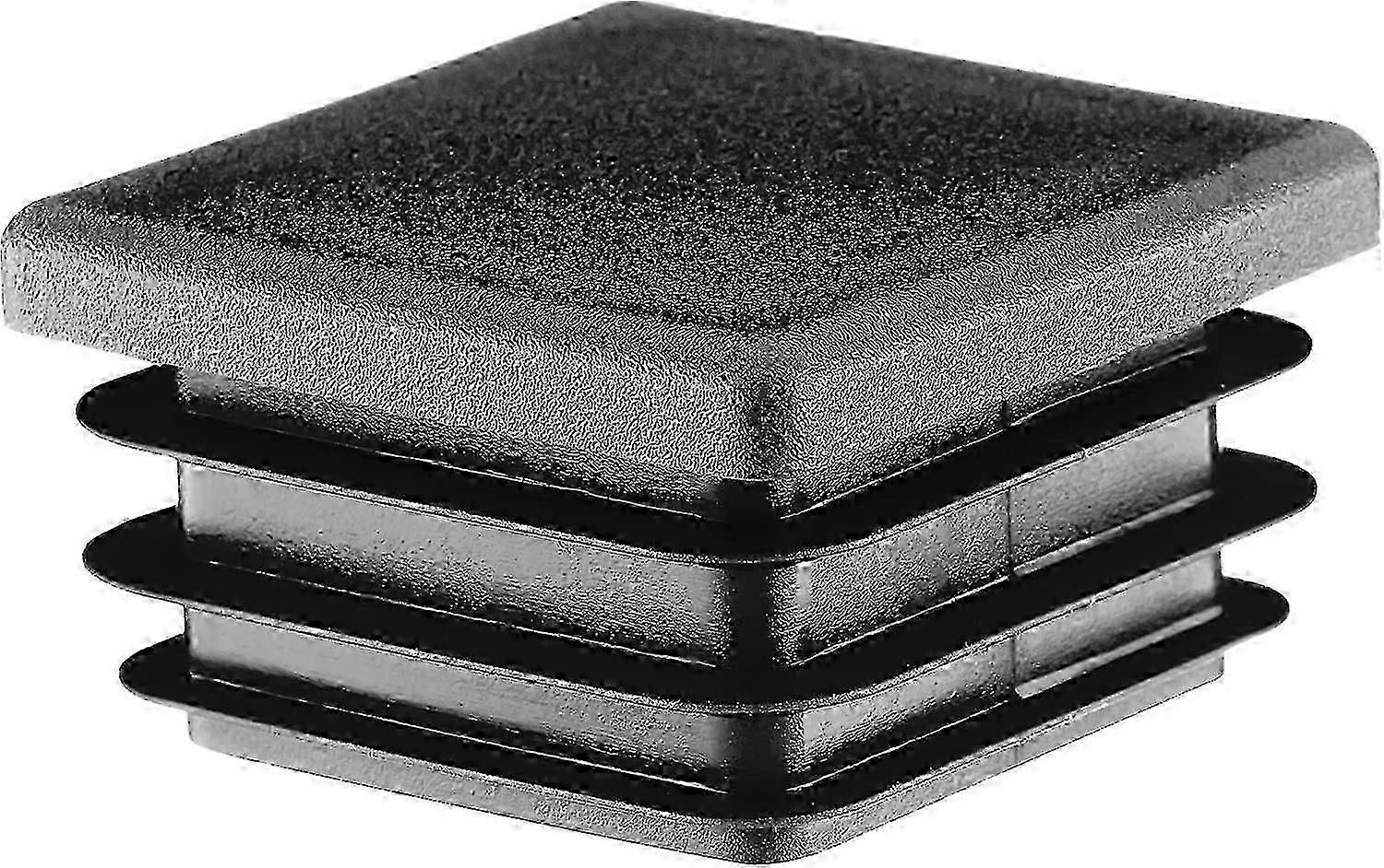 Svart RAL 9005 firkantede rørplugger 60x60mm endestykker 10-delt sett for metallrør