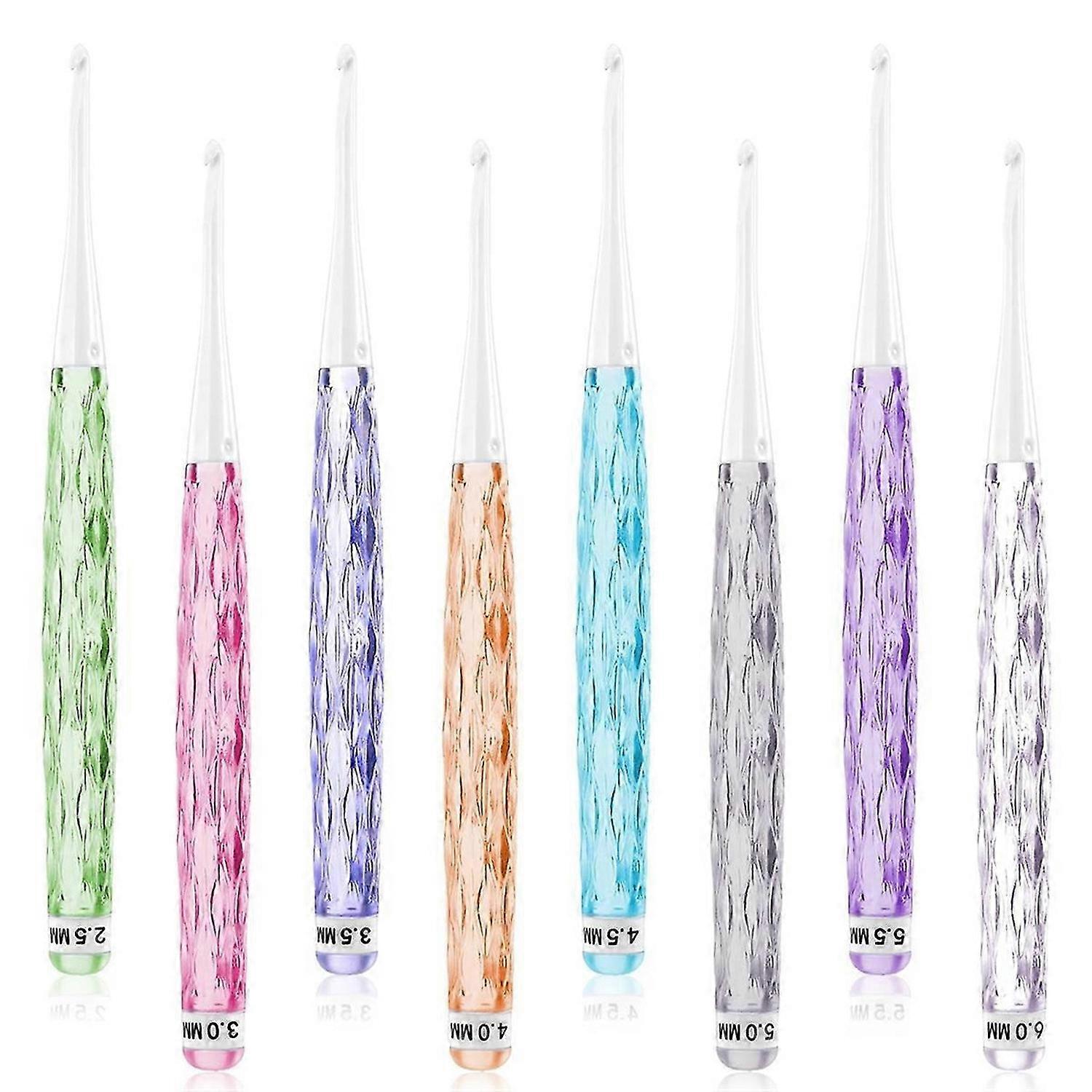 8 Pcs Plastic Crochet Hooks, Inline Crochet Hooks Set for Knitting