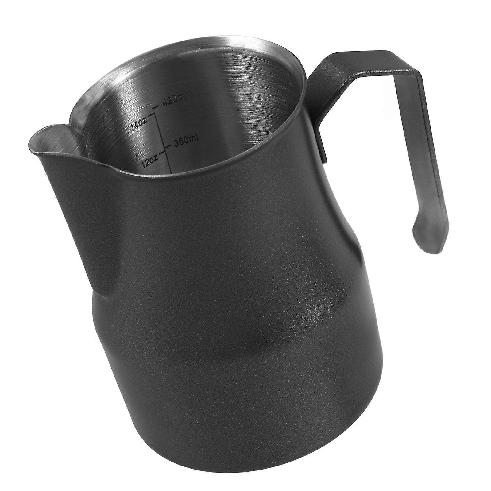 Stainless Steel Milk Frothing Cup Latte Art Creation Espresso Making 480ml Black Color For Professional 1Pack