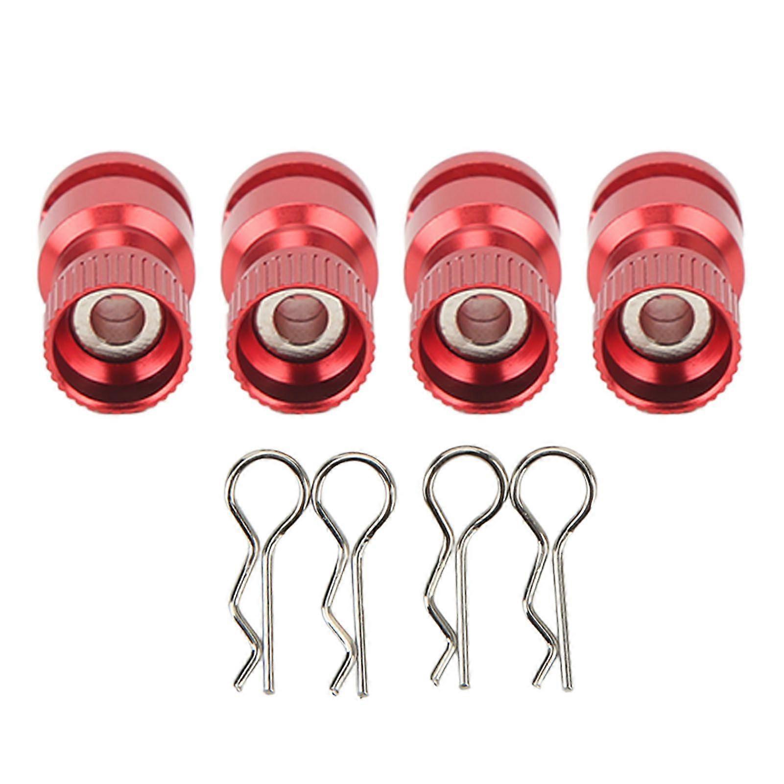 4Pcs Metal RC Body Shell Mount Column Hole Locator Magnetic Car Shell Hole Locator for PC PVC Shell RC Car Red