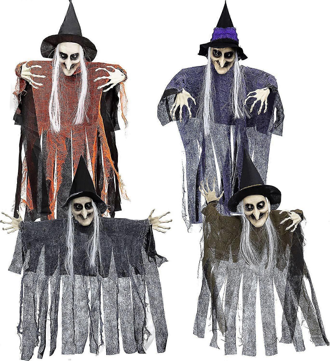 Halloween Witch Decoration Props Voice-Activated Luminous Gauze Hanging Ornaments Set Scene Layout