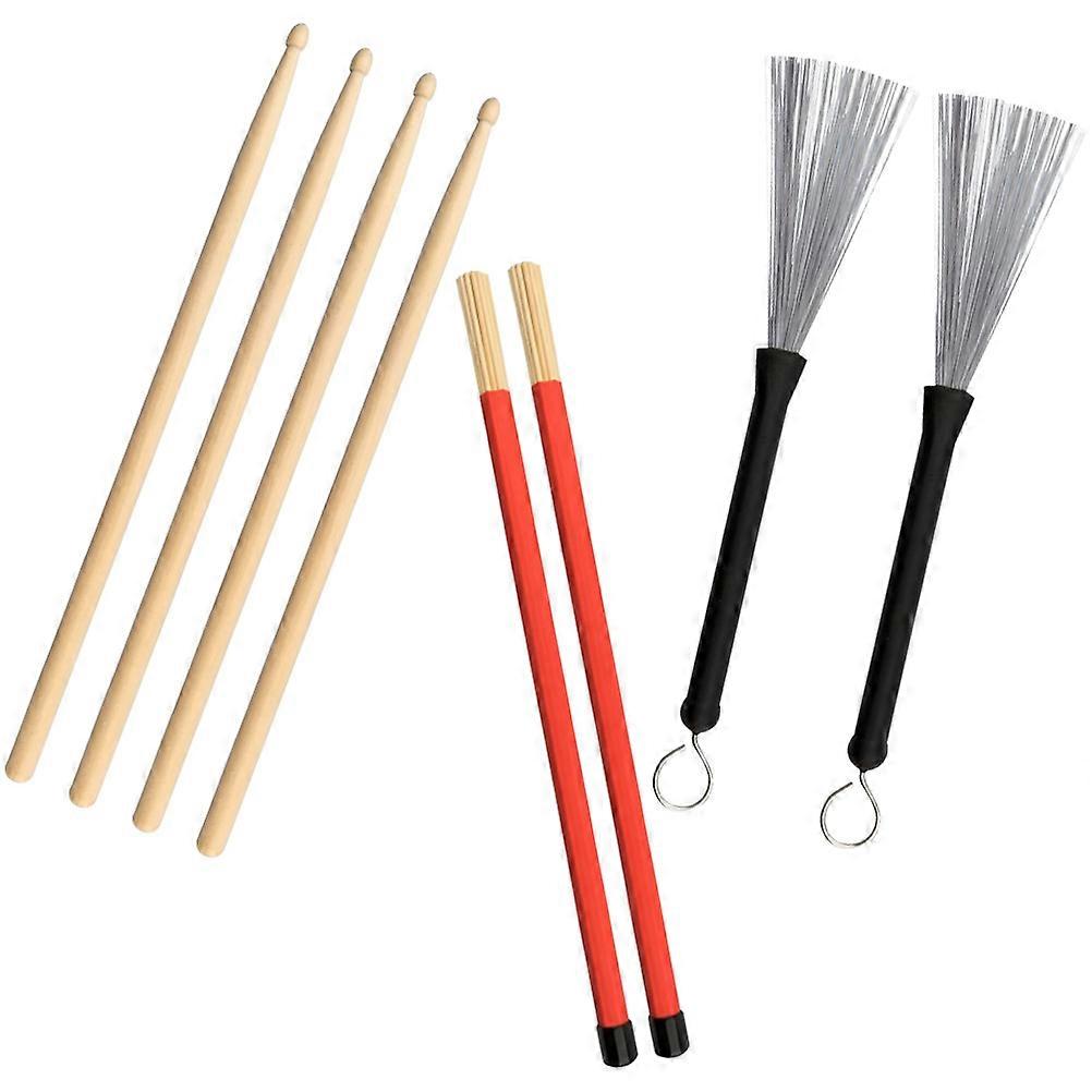 Maple Drumsticks Drum Wire Brush for Music Playing 3Sets Percussion Accessories