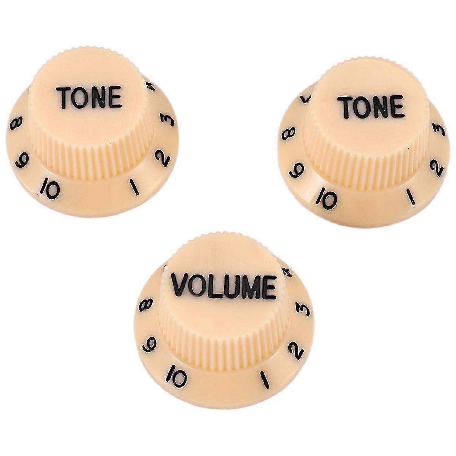 Cream Dark Blue Font 1 Volume& 2 Tone Guitar Control Knobs