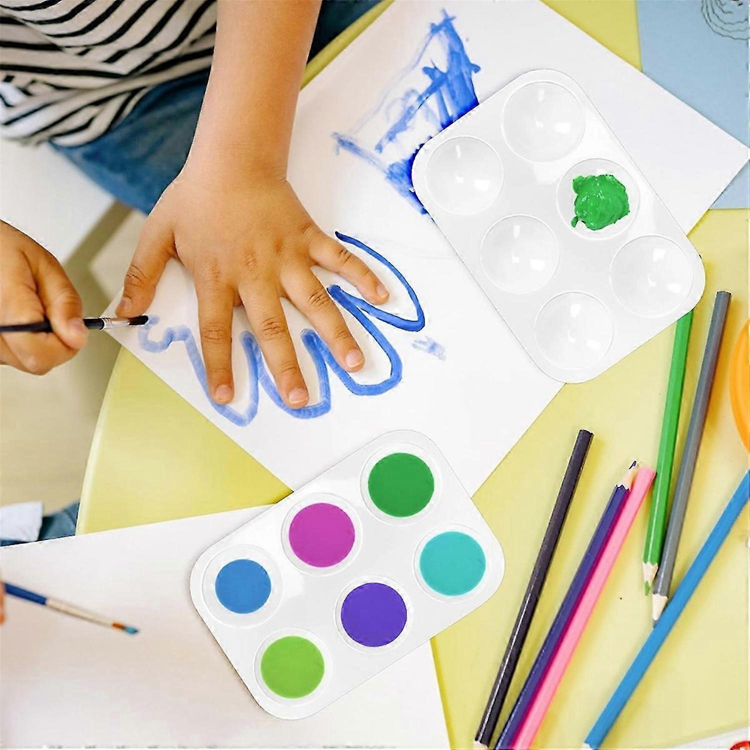 50 PCS Watercolor Palette, 6 Well Rectangular Paint Palettes, for Kid