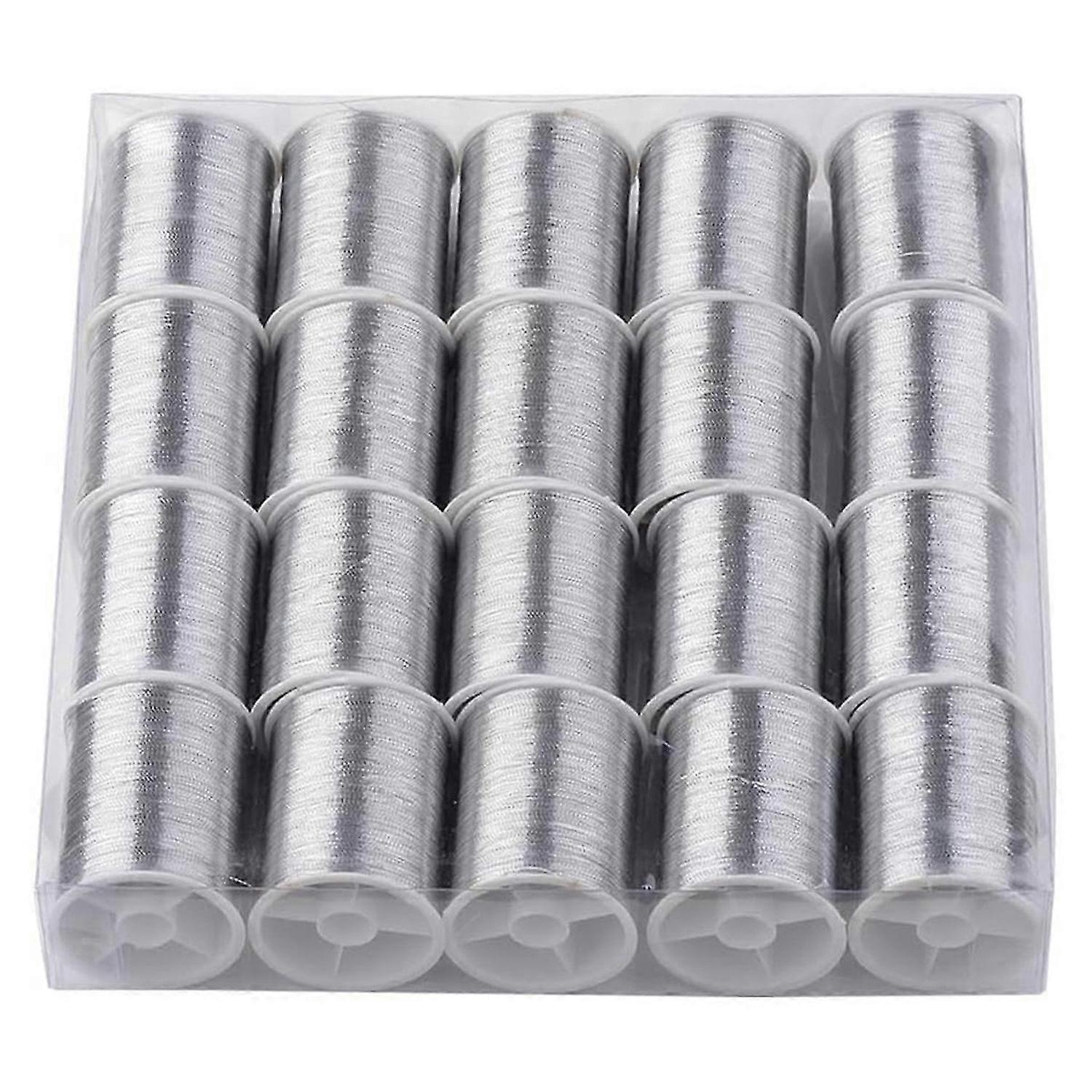 20 Rolls 1100M 0.1MM Thin Metallic Thread Shimmer Christmas Glitter Embroidery Floss String Polyeste