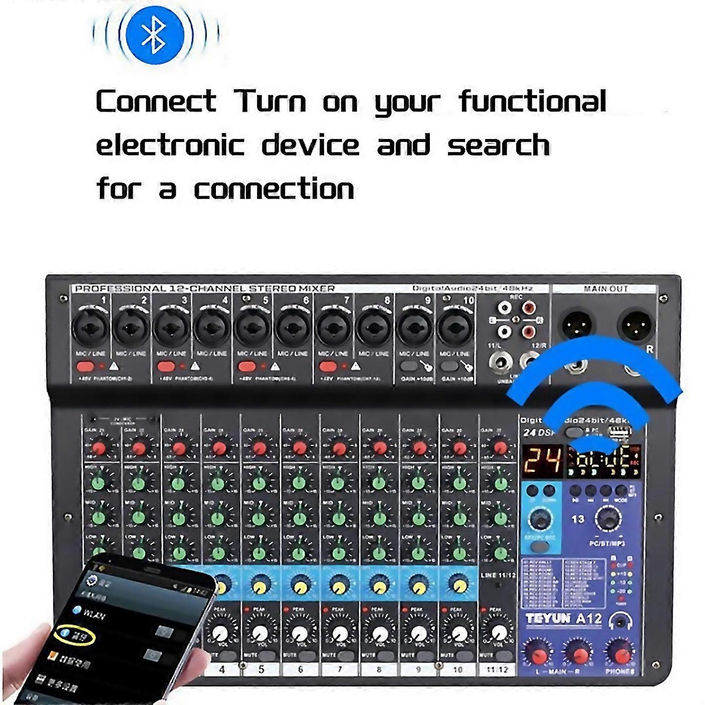 For 12 Channels Professional Audio Interface Sound Card Eu