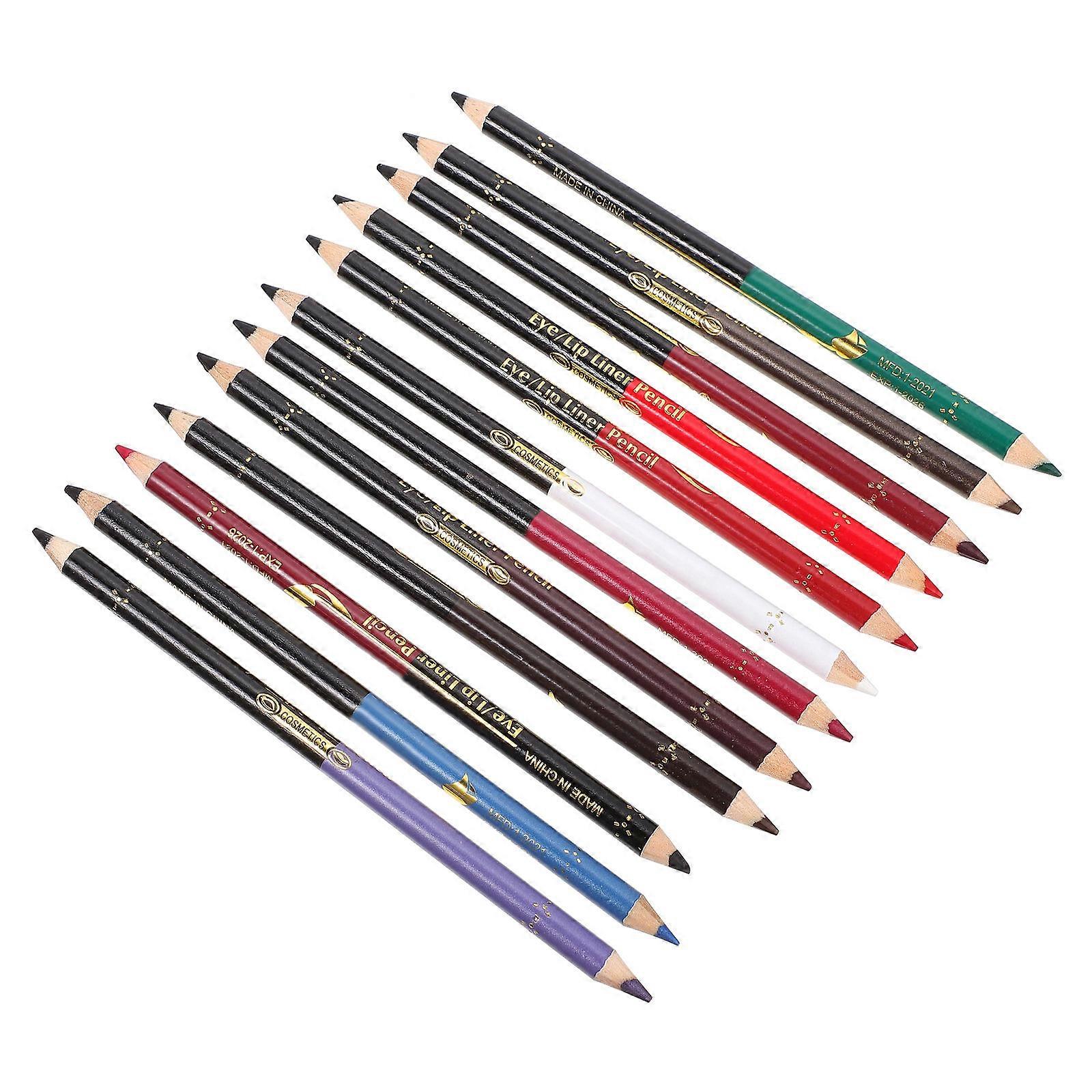 Makeup Use Waterproof Eyeliner Double-Ended Brow Pencil 12Pcs Set