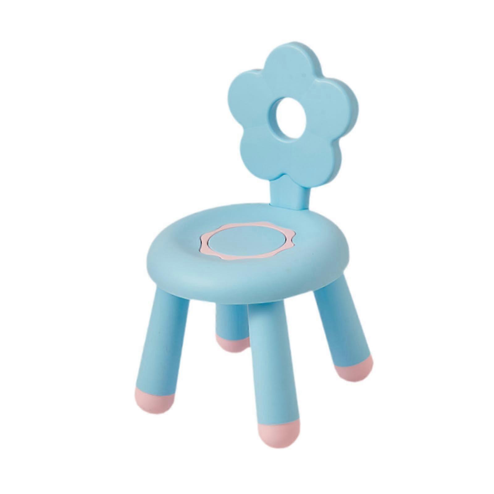 Children Chair Small Bench With Thickened Seat Easy To Install Colorful Flower Pattern Low Stool For Classroom Home Blue