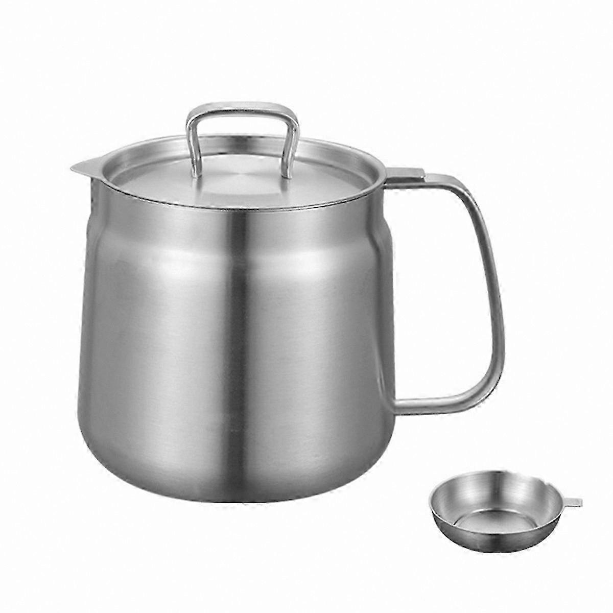 Stainless Steel Large Capacity Oil Pot with Filter Cup Combo for Versatile Frying Needs