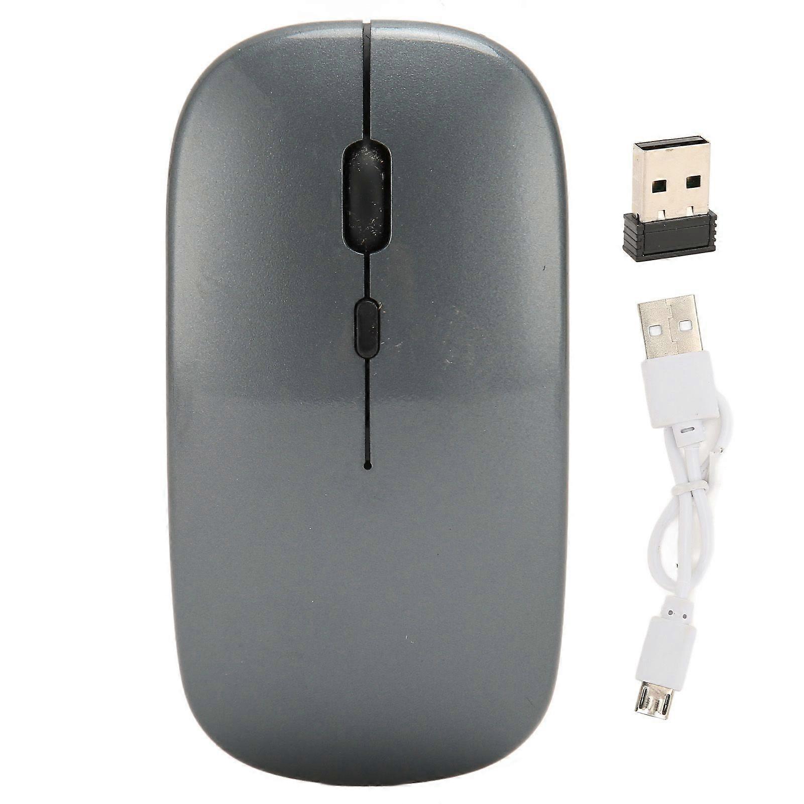 Wireless USB Mouse Rechargeable Low Noise Wireless Computer Mouse for Work Study Leisure Time Grey