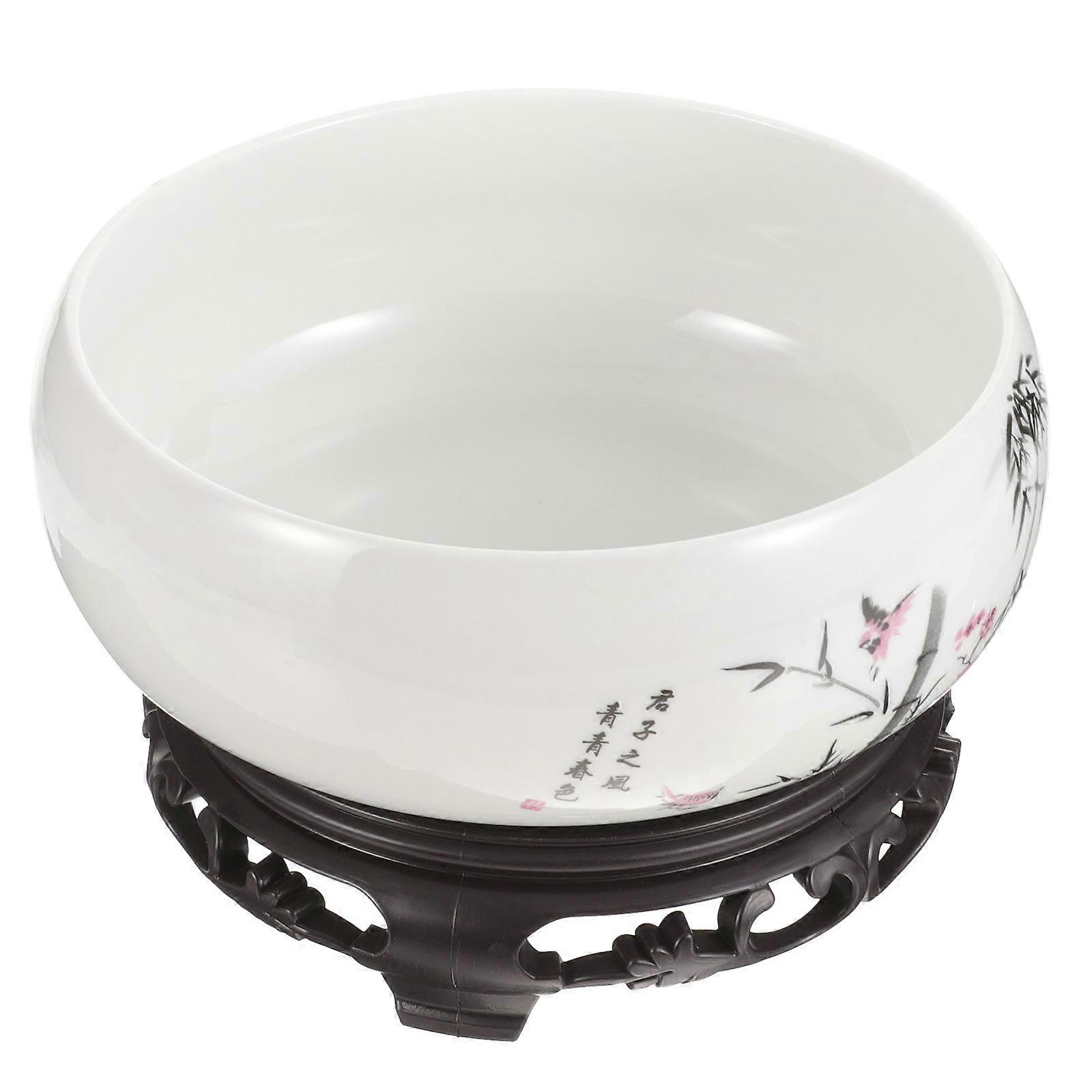 Ceramic Planter Pot with Plastic Base for Flower Planting 2Pcs Set