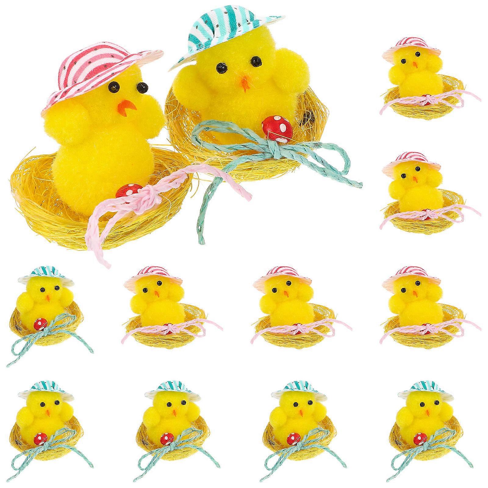 Adorable Easter Chicken Plush Ornaments for Party 24Pcs Decor