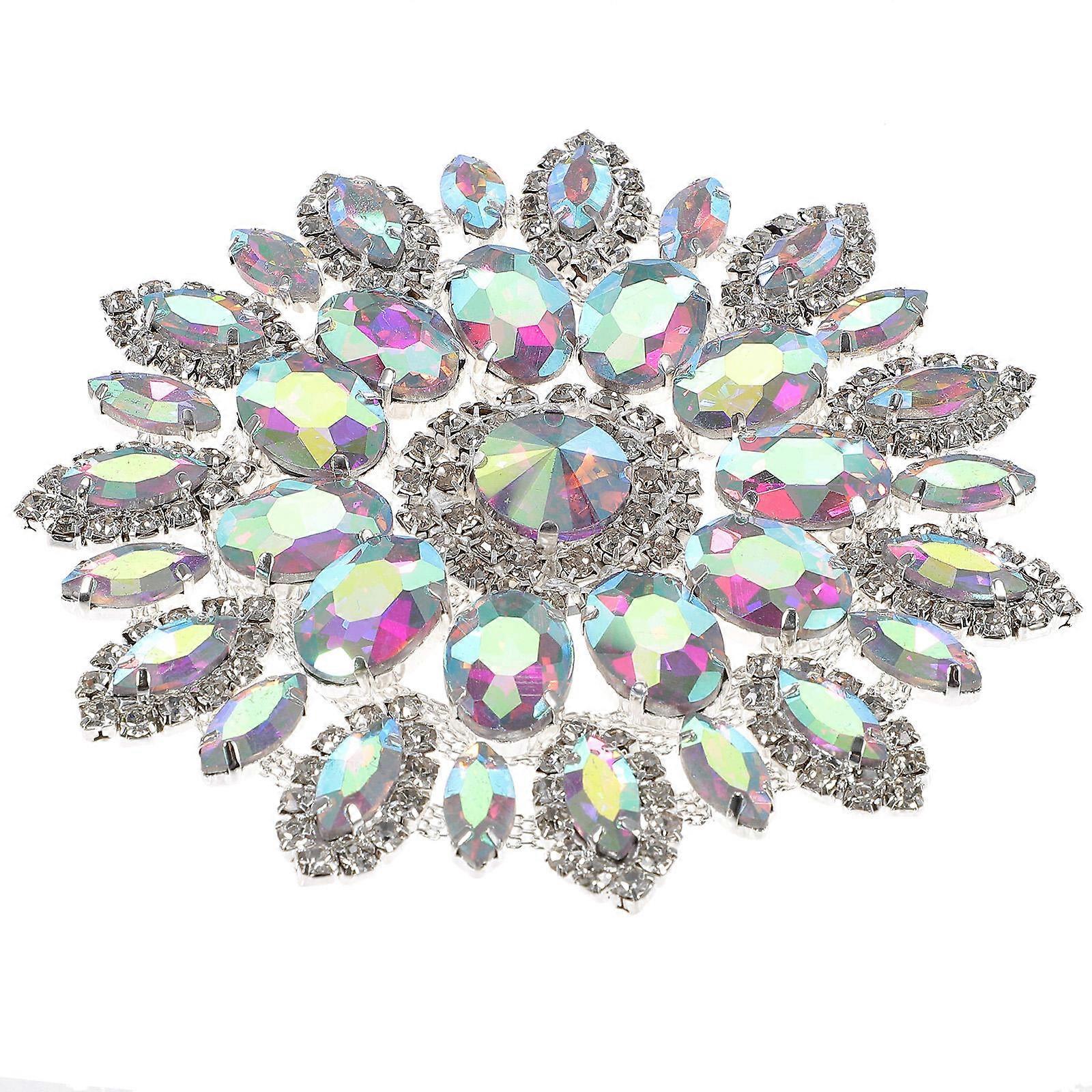 Multi Color Rhinestone Brooch Patch for DIY Decorative Wear 2Pcs Garment