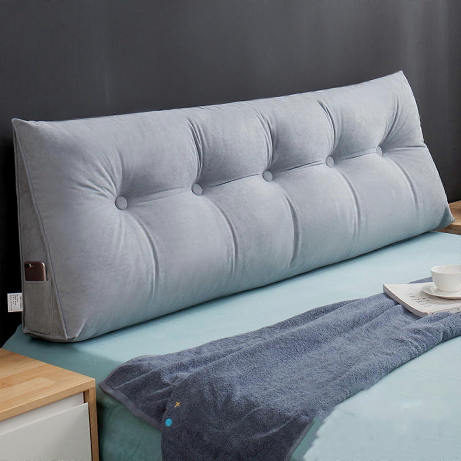 Triangular Wedge Cushion Backrest Pillow For Bed And Sofa Gray 80x50x20cm Support With Removable Cover Reading Pillow