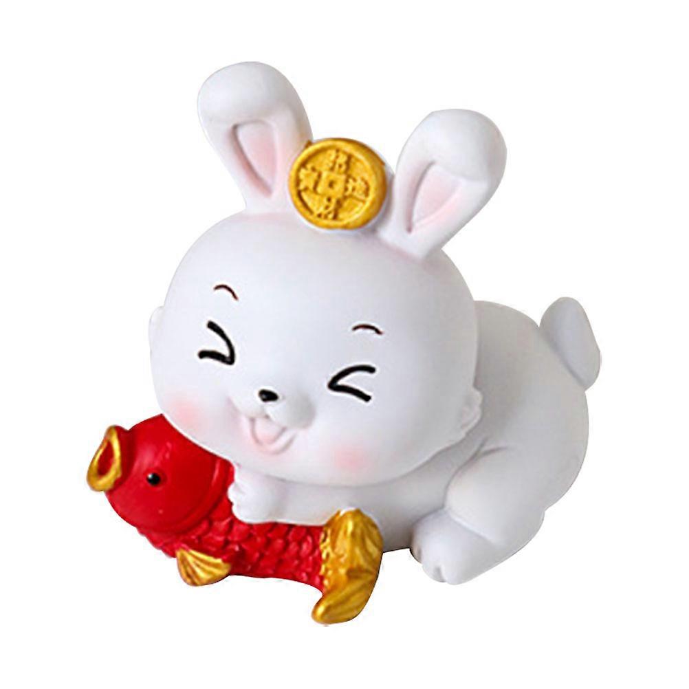 Tabletop Bunny Adornment Resin Cartoon Rabbit Figurines 4Pcs for Decoration